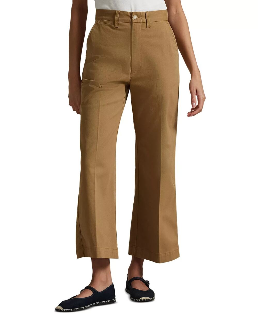 Polo Ralph Lauren Women's Chino Wide-Leg Pants Khaki Size 12 3992